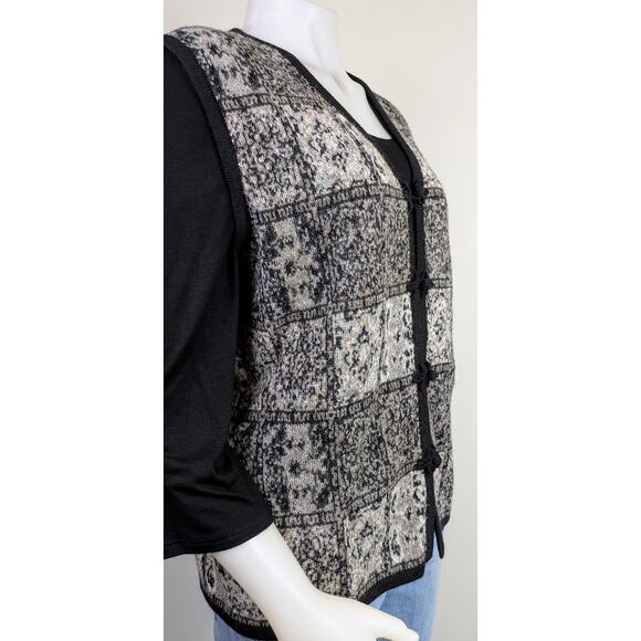 NEW Americas Alpaca Vest XL Gray White Black Tapestry Knit Alpaca Wool Preppy - Picture 5 of 12